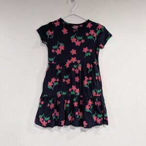 Old Navy Floral Layered Ruffle Tier Dress Navy Blue Pink Size Medium Size 8